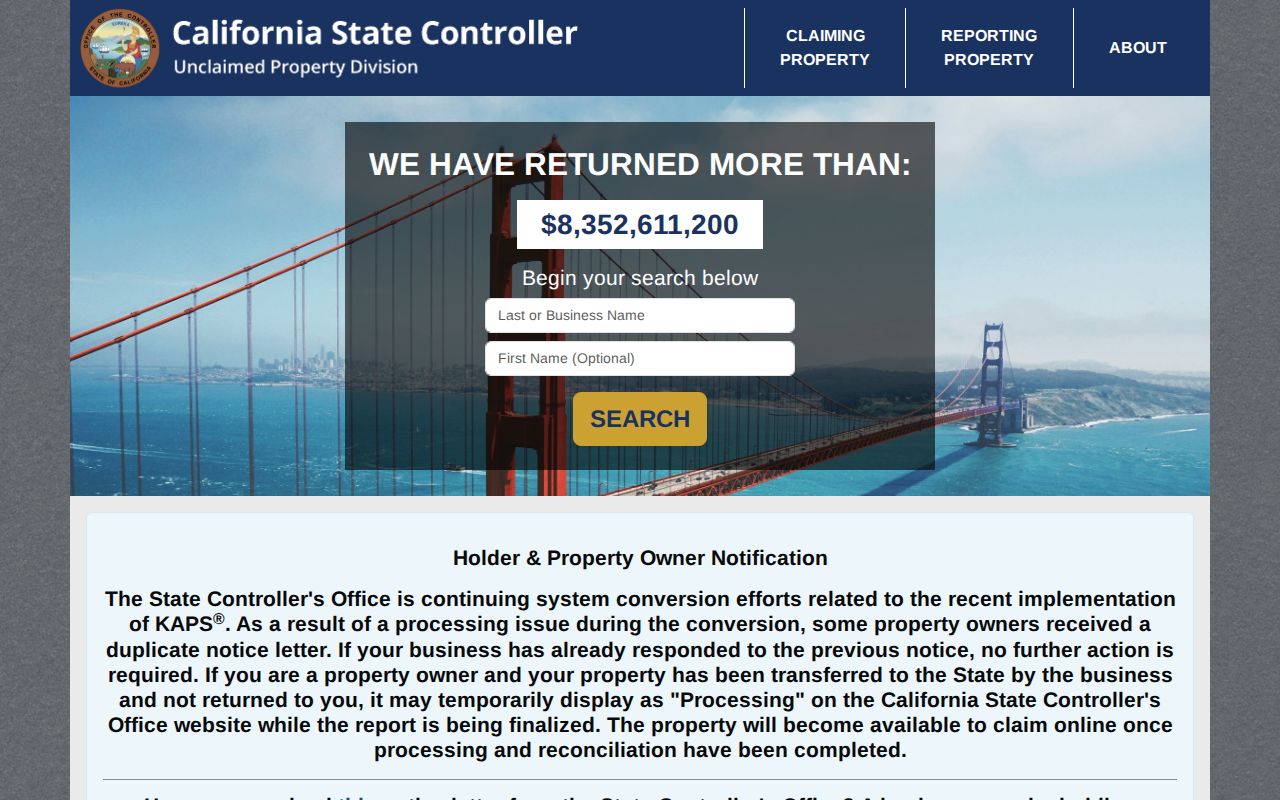 San Diego people search California unclaimed property