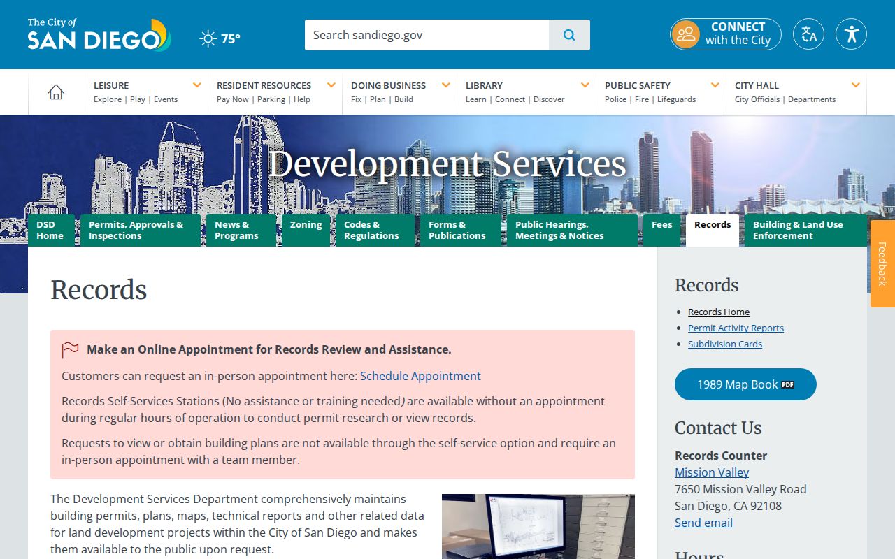 San Diego people search Development Services records