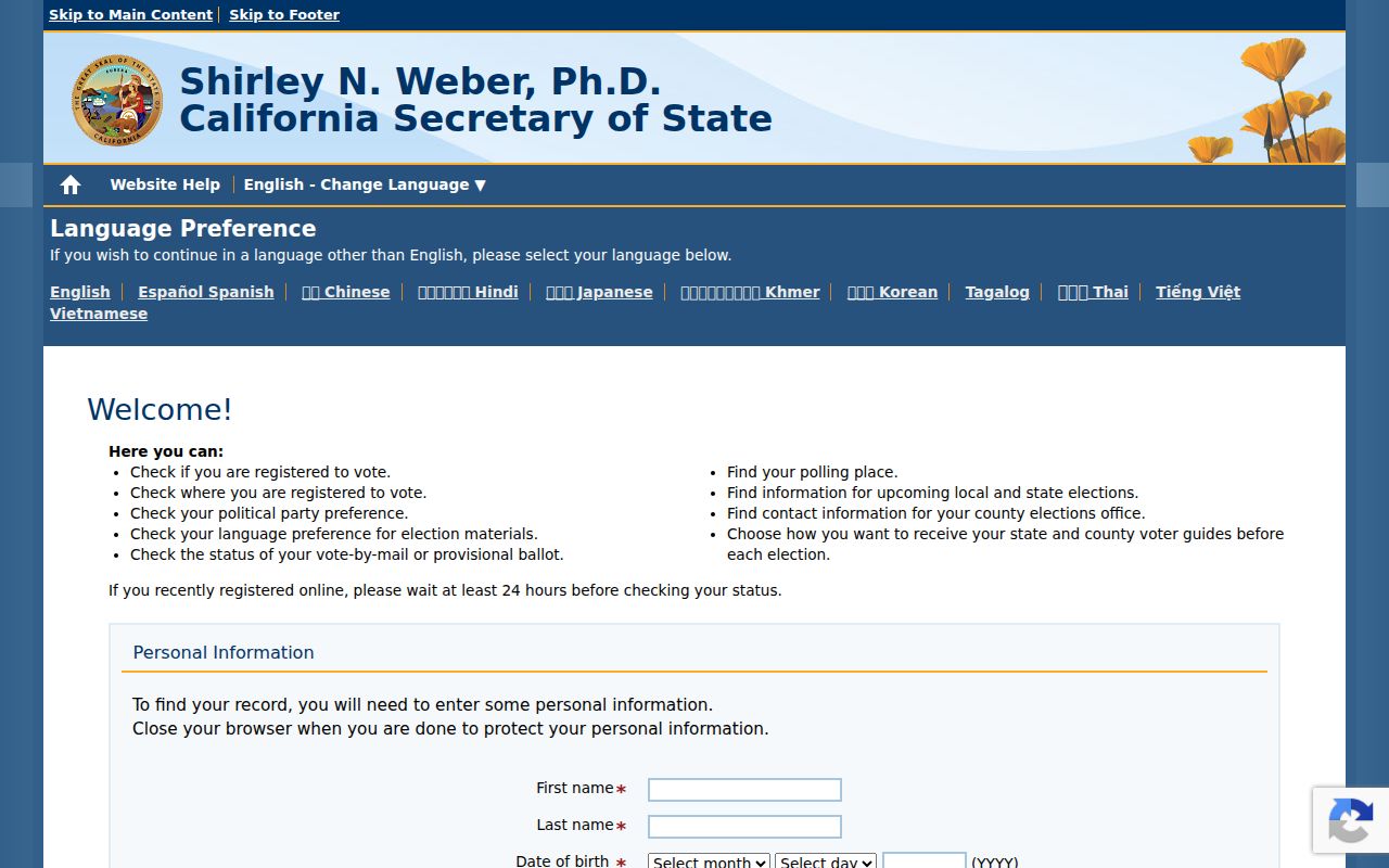 San Diego voter registration My Voter Status lookup